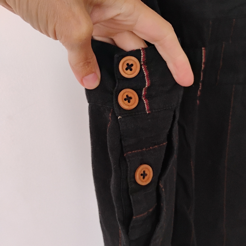 Liz Alig Dilsi Handwoven Cotton Overalls- XS, Black Stripe - Picture 3 of 8